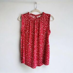 🗽LOFT Red Heart Pattern Sleeveless Blouse | M